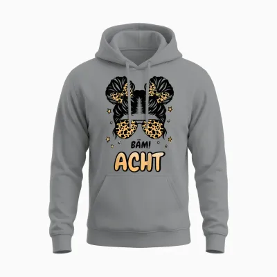 Kinder 8. Geburtstag Mädchen Messy Bun Bäm! Ich Bin Acht Unisex Hoodie - Sport Grey