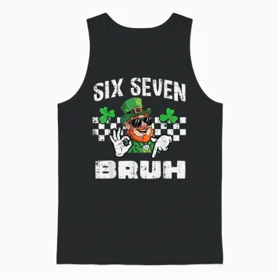 Six Seven Bruh St Patricks Day 6 7 Meme 67 Kids Youth Boys Unisex Tank Top - Black
