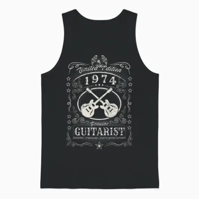 Vintage 1974 Guitarist Birthday Gift Guitar Player Unisex Tank Top - Black
