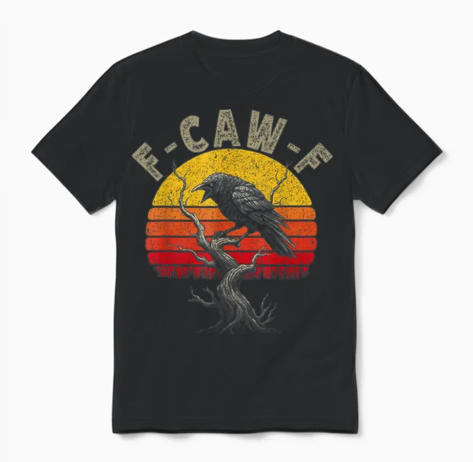 Black Crow F-Caw-F Full Moon Gothic Witchy Humor Für Erwachsene Herren Unisex T-Shirt in Black