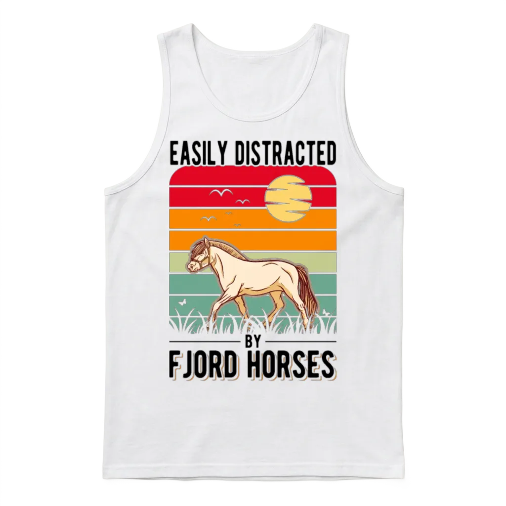 Easily Distracted by Fjord Horses Horse Unisex Tank Top - White