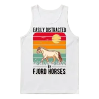 Easily Distracted by Fjord Horses Horse Unisex Tank Top - White – 1