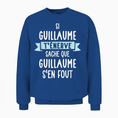 Gift Man Humour Name Personalised Guillaume T-Shirt, Black, S Unisex Sweatshirt - Royal