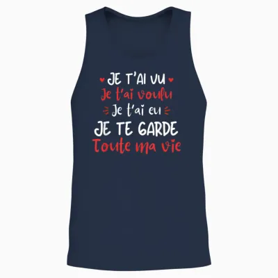 Je T'aime Original Valentine's Day Gift T-Shirt, Black, S Unisex Tank Top - Navy