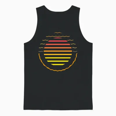 Retro Sunset Style 80s Unisex Tank Top - Black