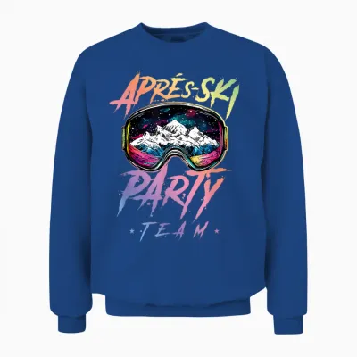Apres Ski Party Team 2025 Colourful T-Shirt, Black Unisex Sweatshirt - Royal