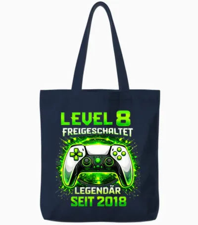 Kinder Level 8 Geburtstag Junge Gamer Lustig 2018 8er Geburtstag Tote Bags - Navy
