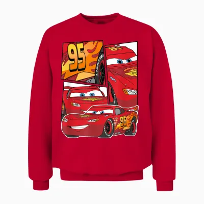 Pixar Cars Lightning Mcqueen Grid Unisex Sweatshirt - Red