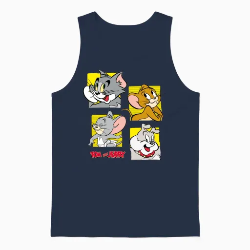 Tom and Jerry Four Friends Unisex Tank Top in Navy