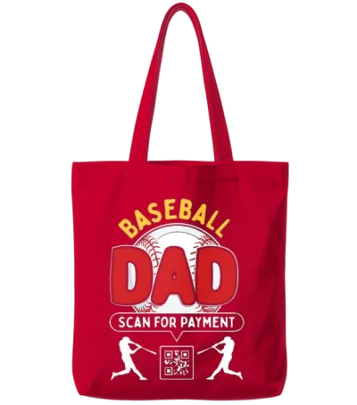 Baseball Dad Scan for Payment Funny Sports Design Tote Bags - Red