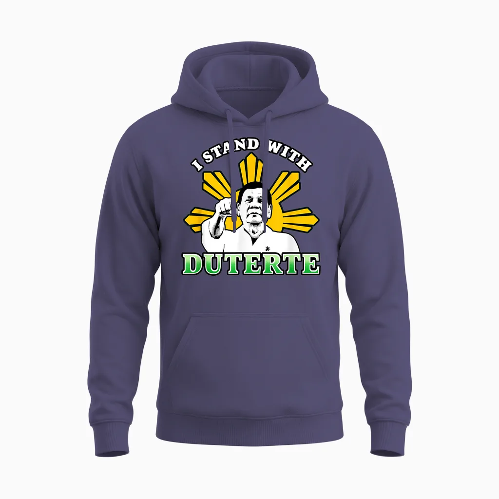 I Stand with Duterte Filipino Cry Against the Icc Green Unisex Hoodie in Heather Sport Dark Navy