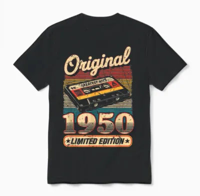 Original 1950 Vintage Birthday 75 Years for Men Women Unisex T-Shirt - Black