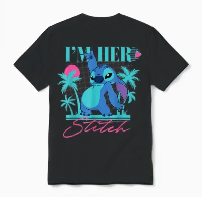 Disney Stitch Retro ’90s Couples Matching I’m Her Stitch Unisex T-Shirt - Black