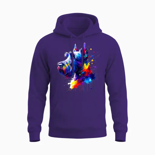 Splash Art Scottish Terrier Scottie Terriers Unisex Hoodie in Purple