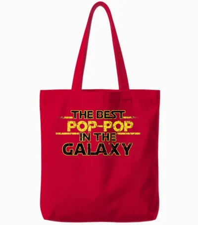 Best Pop-Pop in the Galaxy Birthday Gift for Pop Pop Tote Bags - Red
