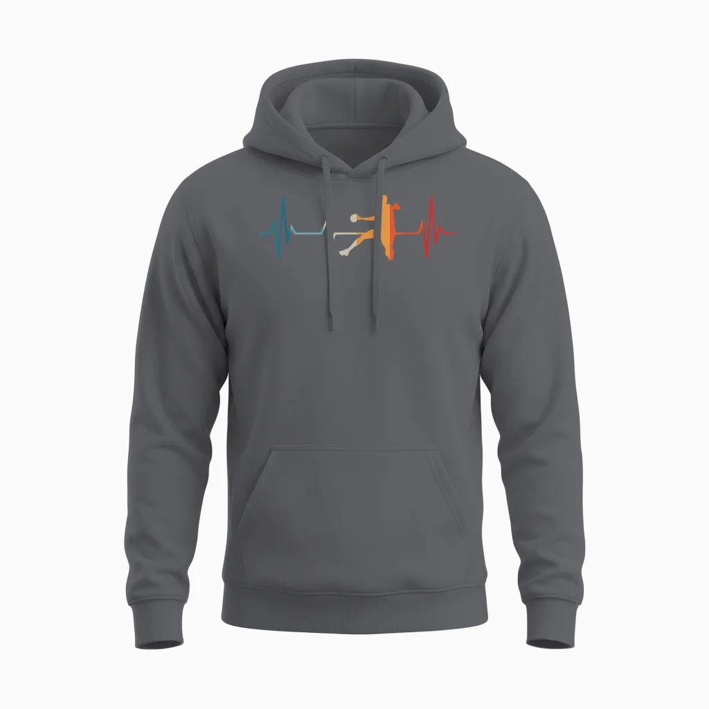 Handballer Heartbeat Handball T-Shirt, Black Unisex Hoodie in Charcoal