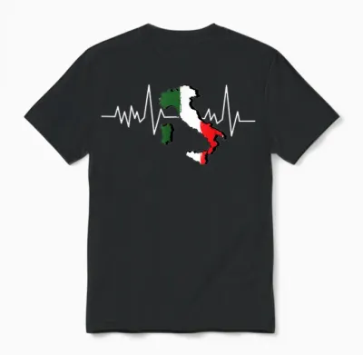 Italie Carte De Drapeau Italien Rythme Unisex T-Shirt - Black