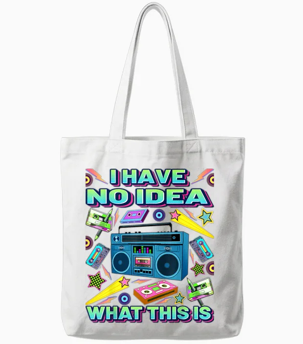 Retro 80er 90er Jahre Stil Outfits Herren Damen Kind 70er 80er 90er Jahre Outfit Tote Bags in White