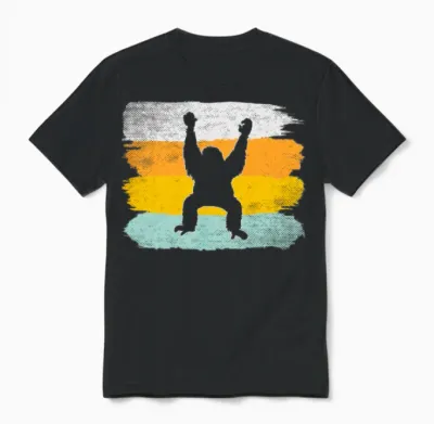 Orang Utan Retro Unisex T-Shirt - Black