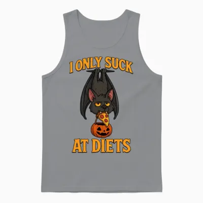 I Only Suck at Diets - Funny Halloween Bat Unisex Tank Top - Sport Grey