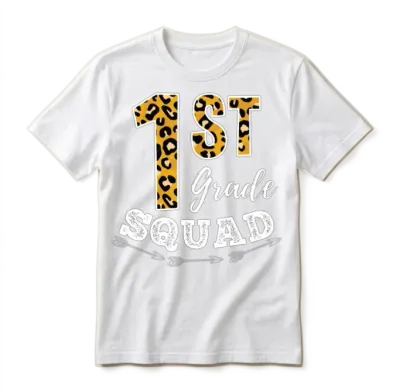 1st Grade Squad Leopard 1st Grade Teacher Unisex T-Shirt - White