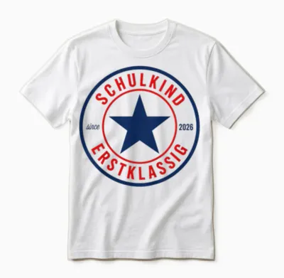 Schulkind 2026 Erstklassig Retro Badge Einschulung Unisex T-Shirt - White