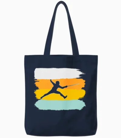 Fencing Retro Tote Bags - Navy
