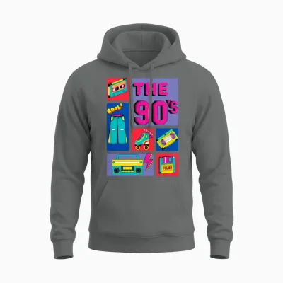 The 90's Retro Unisex Hoodie - Graphite Heather