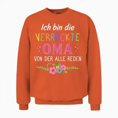 Oma Geschenke Für Großmütter Großmutter Verrückte Oma Damen T-Shirt Schwarz Xs Klassisch V-Neck Kurzarm T-Shirt Mit Abgerundeter Manschette Unisex Sweatshirt - Orange