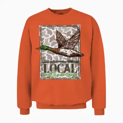 Local Southern Boy Camo Mallard Duck Hunting Outdoor Boy Men Unisex Sweatshirt - Orange