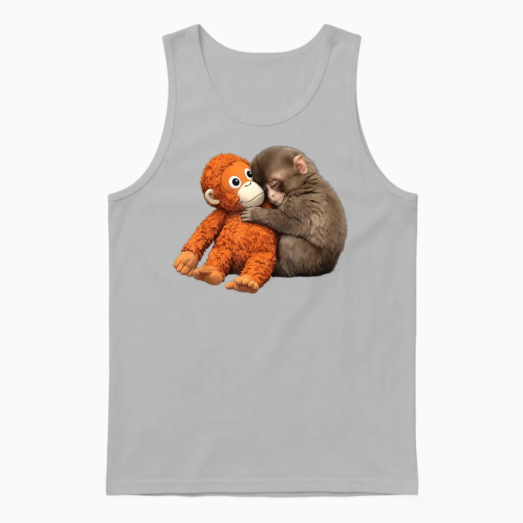 Cute Baby Monkey Punch Kids & Gift Unisex Tank Top in Ash