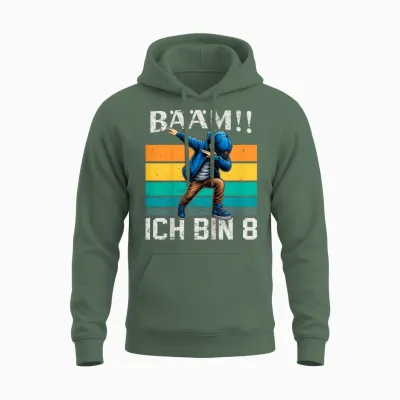 Kinder Geburtstag Dabbing Jungen Bääm Ich Bin 8 Jahre Unisex Hoodie - Military Green