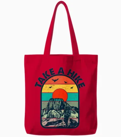 Take a Hike Tote Bags - Red