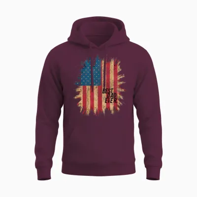 Father's Day Usa American Flag Best Dad Ever Unisex Hoodie - Maroon