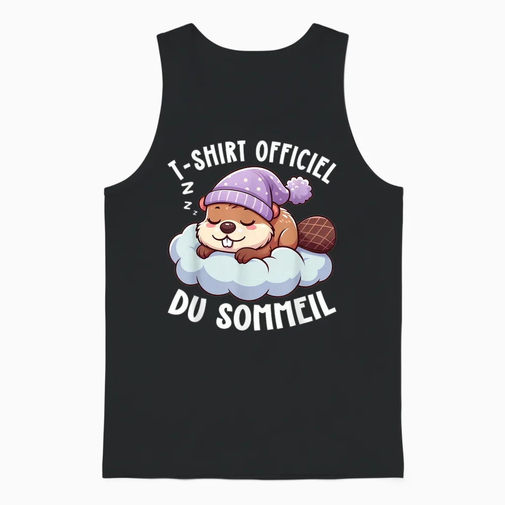 Official Beaver Funny Animal Sleep Unisex Tank Top in Black