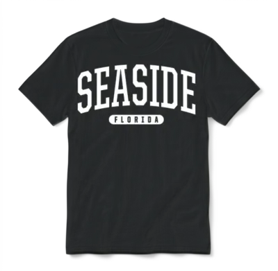 College Style Seaside Florida Unisex T-Shirt - Black
