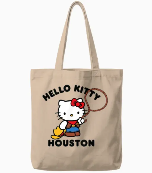 Hello Kitty Houston Texas Cowgirl Tote Bags - Natural