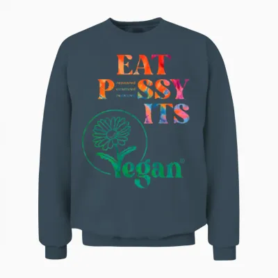 Eat Pssy Its Vegan X Retro Edition Vegan Censored Back Unisex Sweatshirt - Dark Heather