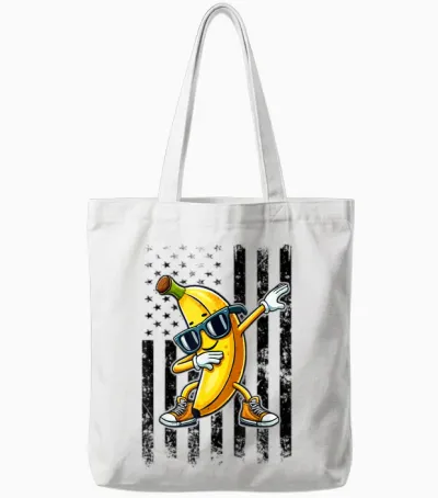 Dabbing Banana Retro American Flag Banana Lover Boys Tote Bags - White