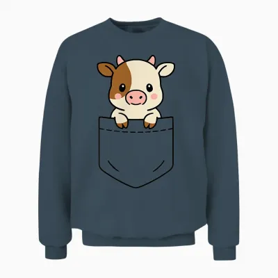 Adorable Bébé Vache De Poche Vache Drôle Vache Animal De La Ferme Unisex Sweatshirt - Dark Heather