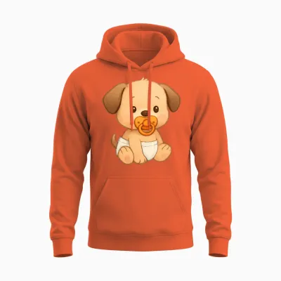 Cute Puppy in Diapers Unisex Hoodie - Orange