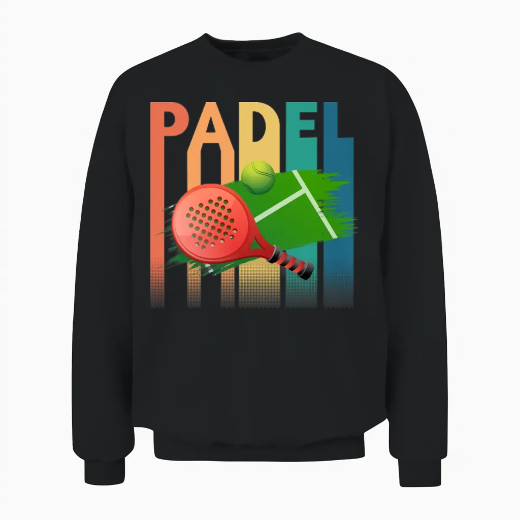 Padel Padel Tennis Retro Unisex Sweatshirt in Black