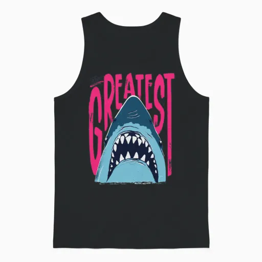 Jaws the Greatest Shark Unisex Tank Top in Black