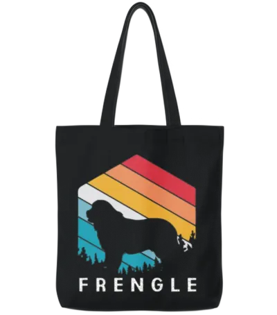 Retro Dog Owner Mix Breed Dog Frengle Dog Tote Bags - Black