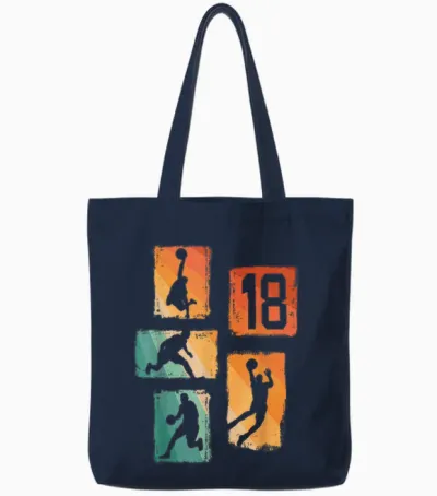 18e Anniversaire Garçon Joueur De Basket-Ball 18 Ans Tote Bags - Navy