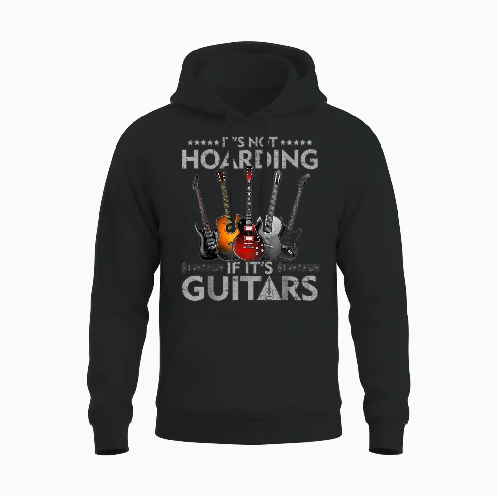 It's Not Hoarding if Its Guitars Vintage Unisex Hoodie in Black