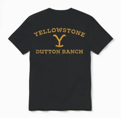 Yellowstone Large Gold Dutton Ranch Logo Unisex T-Shirt - Black