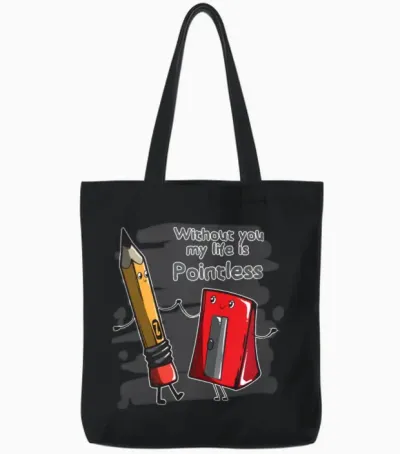 Womens Pencil Sharpener Pointless School Student Tote Bags - Black