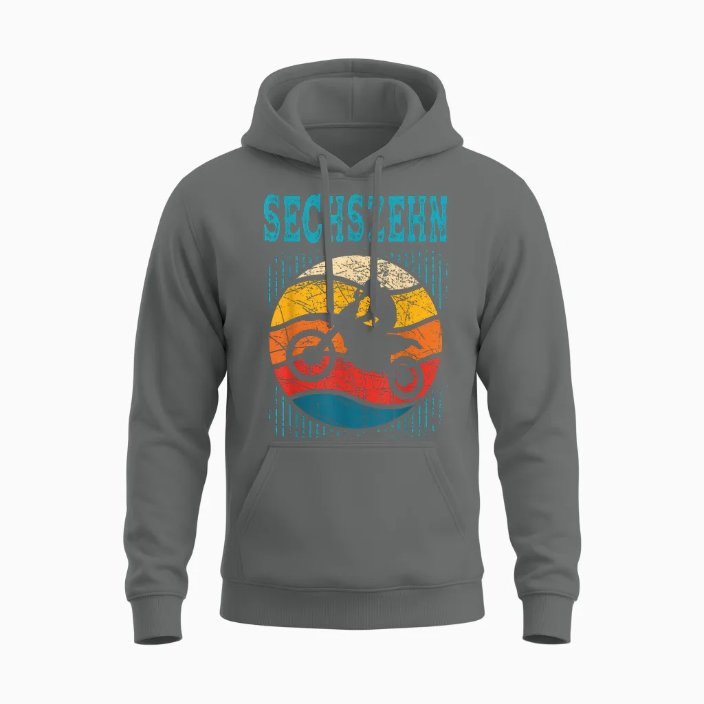 16. Geburtstag Cooles Motocross Retro Motorrad Junge Mädchen Unisex Hoodie in Graphite Heather