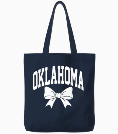 Oklahoma Cute Bow for Women Girls Sisters Daughters Tote Bags - Navy